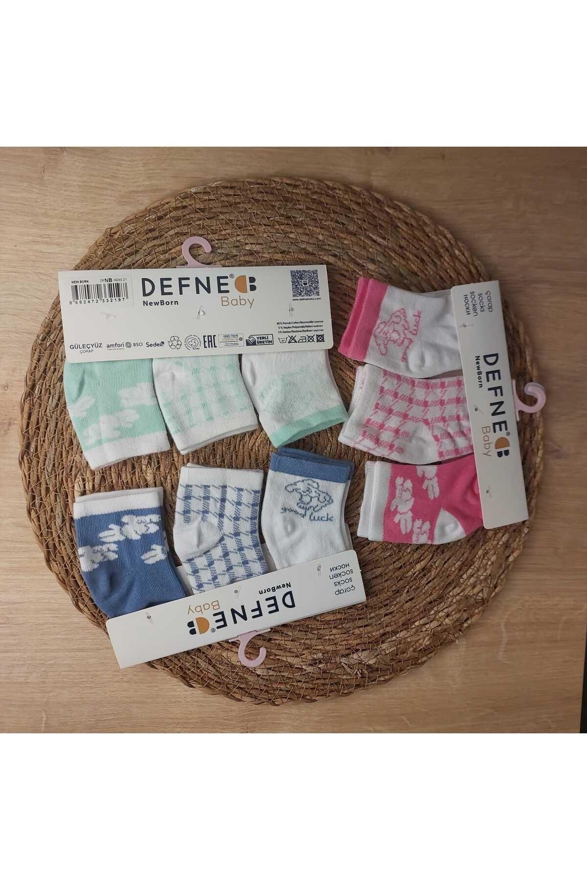 9 Çift Pamuklu New Born Yenidoğan Kız Bebek Çorap