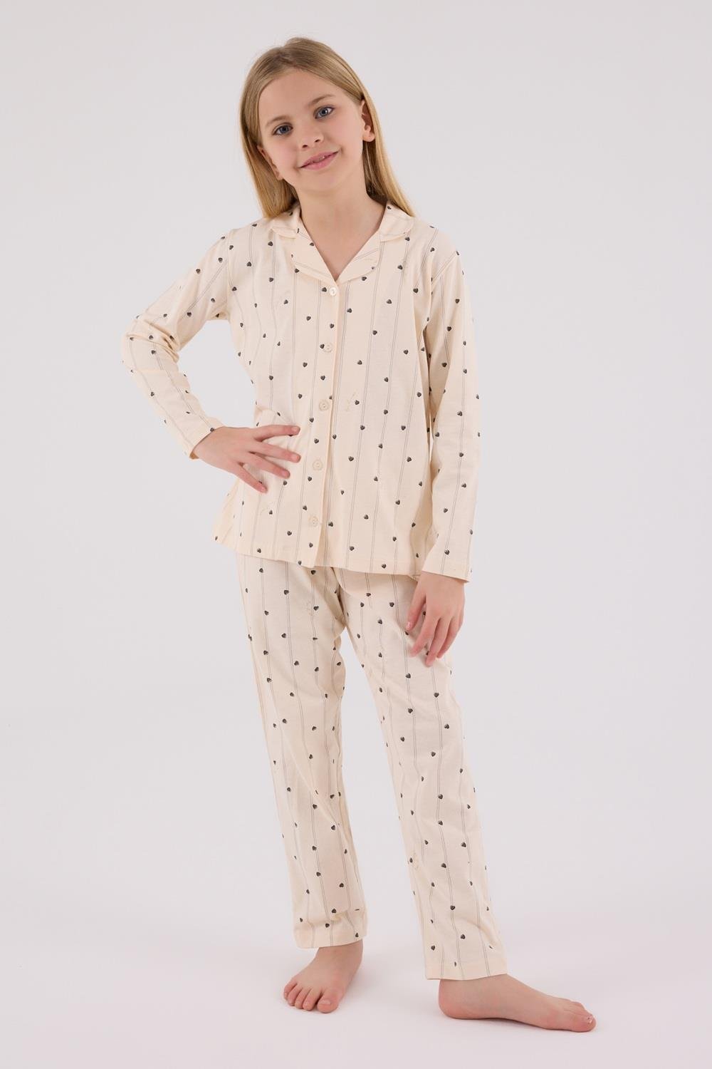 Arnetta Kız Çocuk Gömlek Pijama Krem