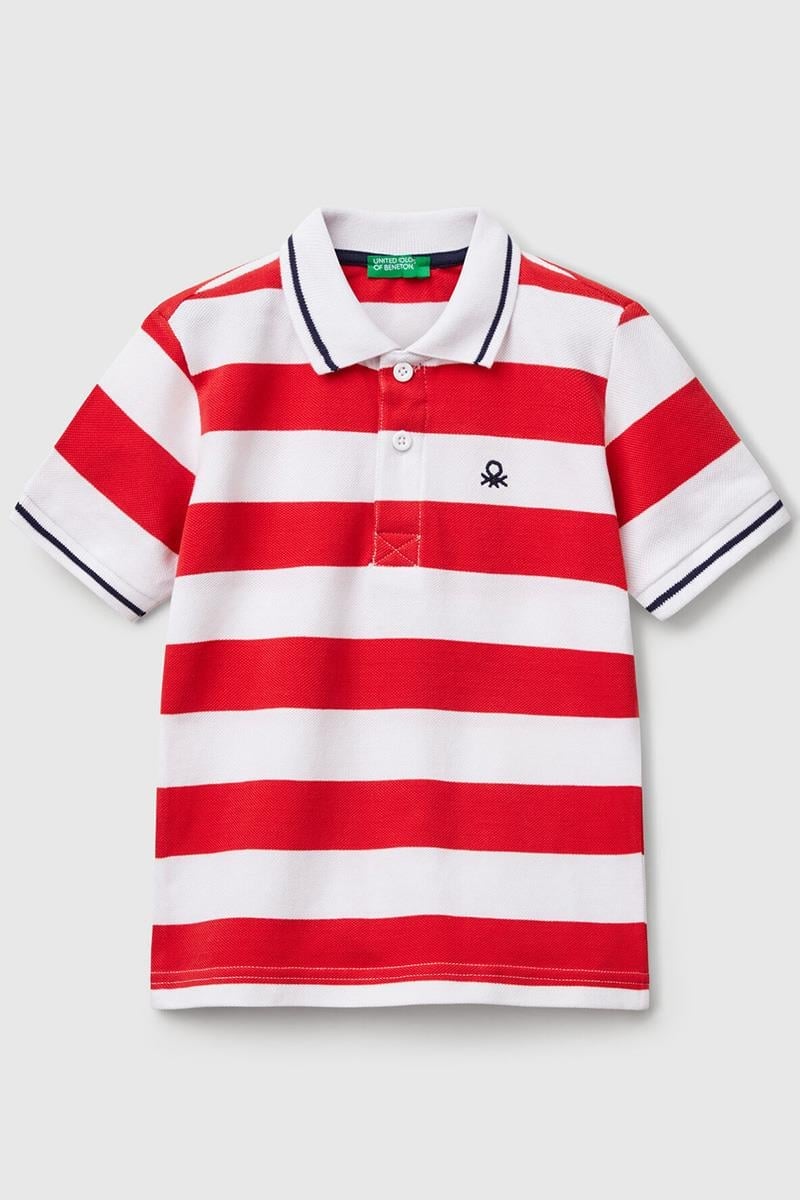 Erkek Çocuk BNT-BB ÇİZGİLİ POLO TSHIRT KIRMIZI