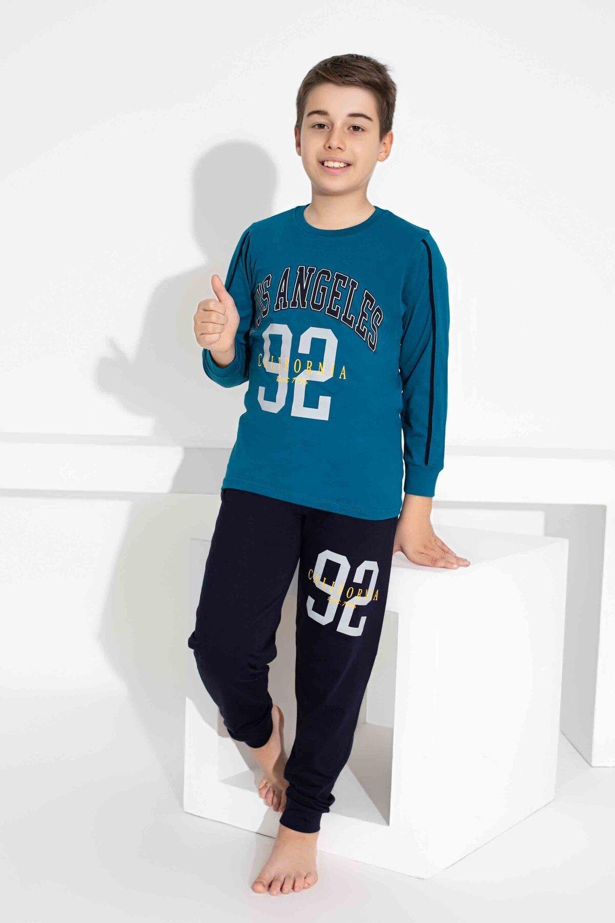 Erkek Çocuk Desenli Uzun Kollu Pijama Takımı