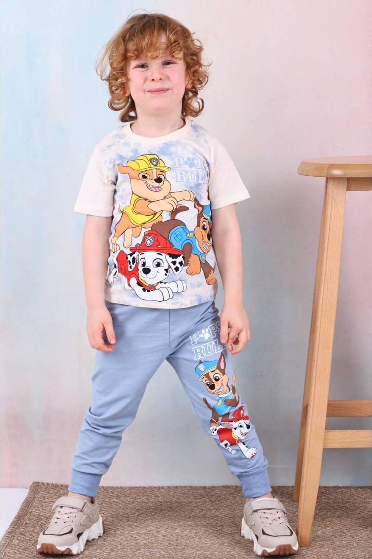 Erkek Çocuk Paw Petroll Desenli Kısa Kollu Tshırt Eşofman 2'Li Takım