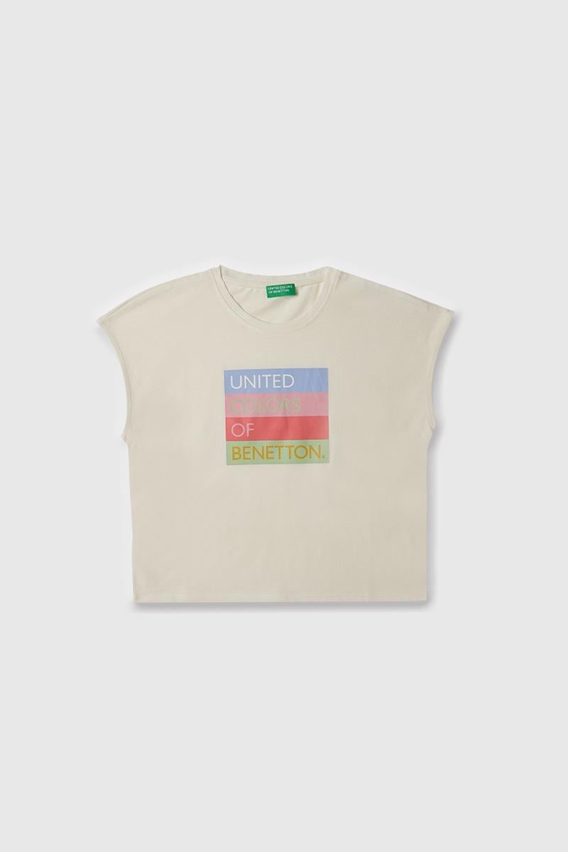 Kız Çocuk BNT-G21766 Benetton Tshirt BEYAZ