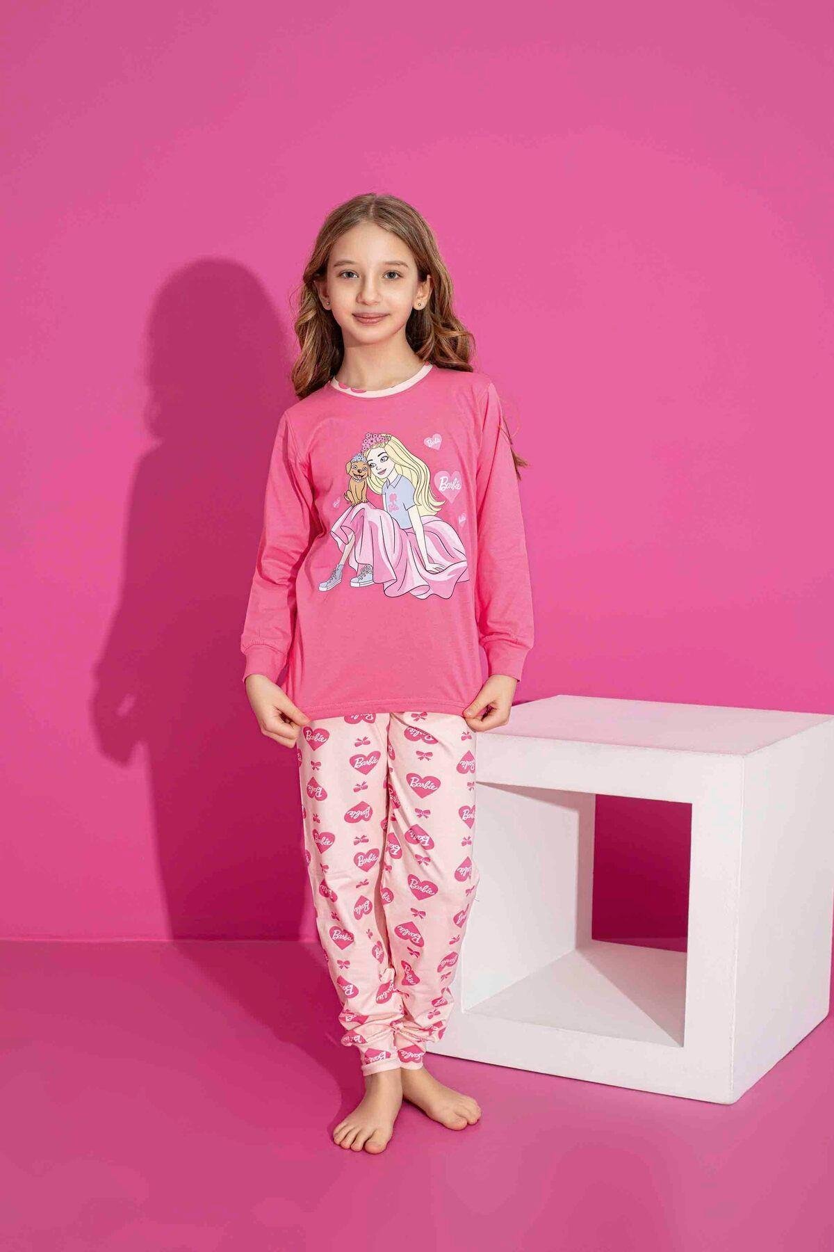 Kız Çocuk Desenli Uzun Kollu Pijama Takımı