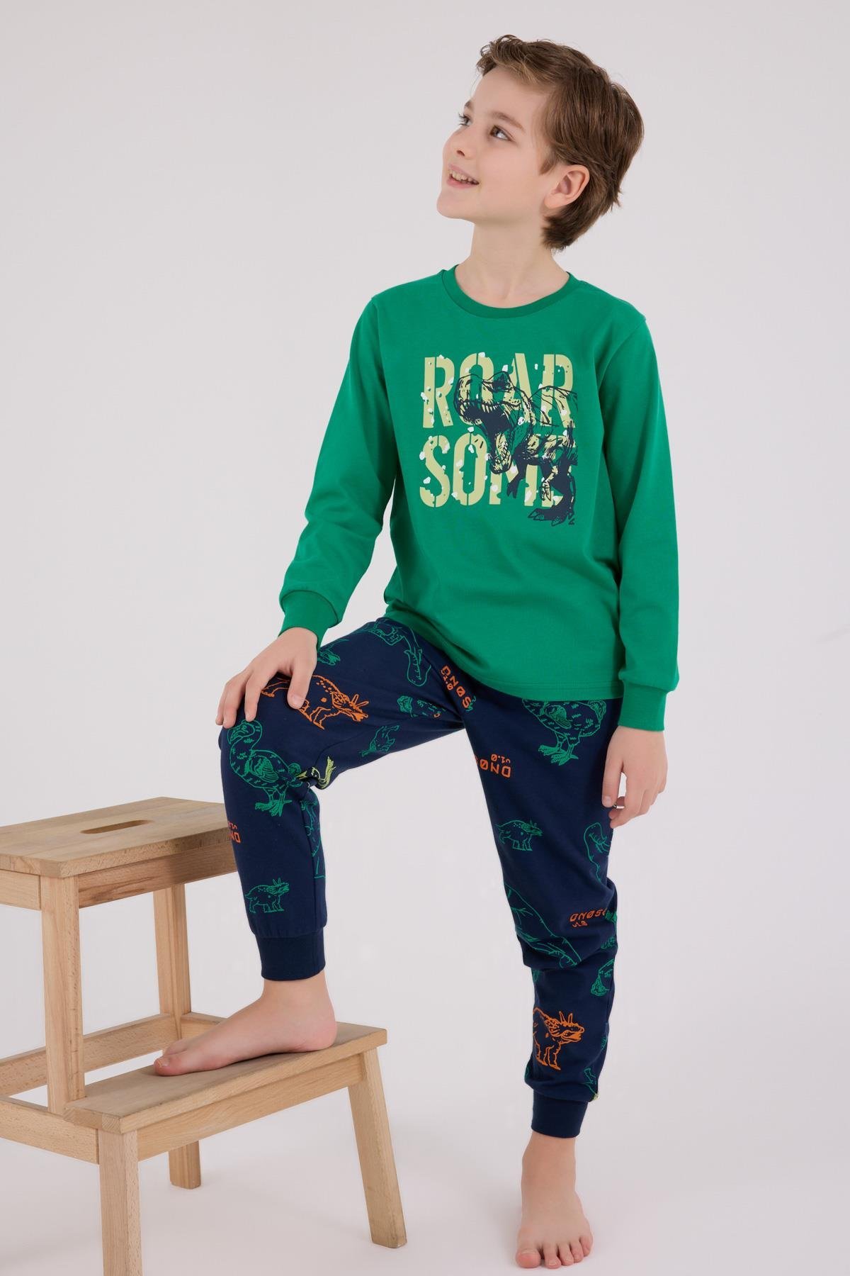 RolyPoly Erkek Çocuk Uzun Kol Pijama Takım Orman Yeşili
