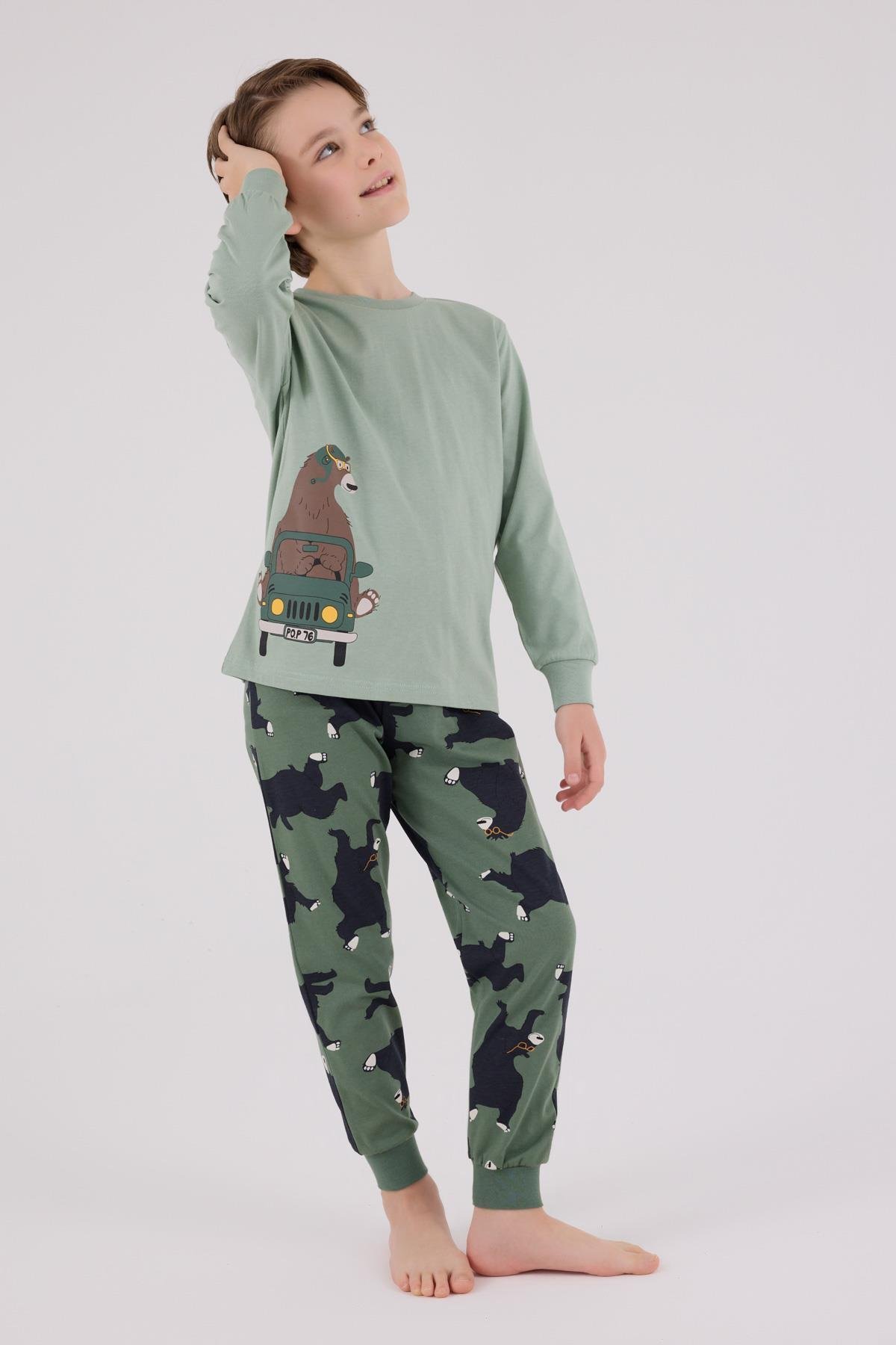 RolyPoly Erkek ÇocukUzun Kol Pijama Takım Yeşil