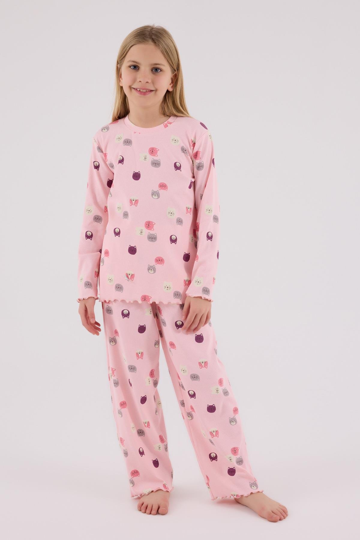 RolyPoly Kız Çocuk Uzun Kol Pijama Takım Açık Pembe
