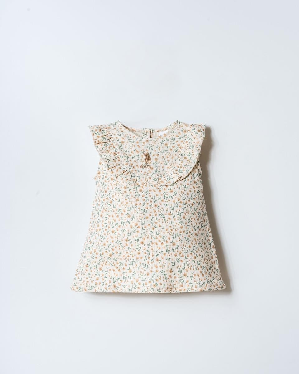 U.S. Polo Assn Kız Bebek Elbise Ekru