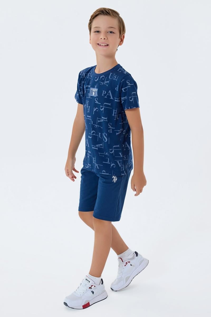 U.S. Polo Assn Erkek Çocuk  2 li Bermuda T-şhirt Takım Koyu İndigo