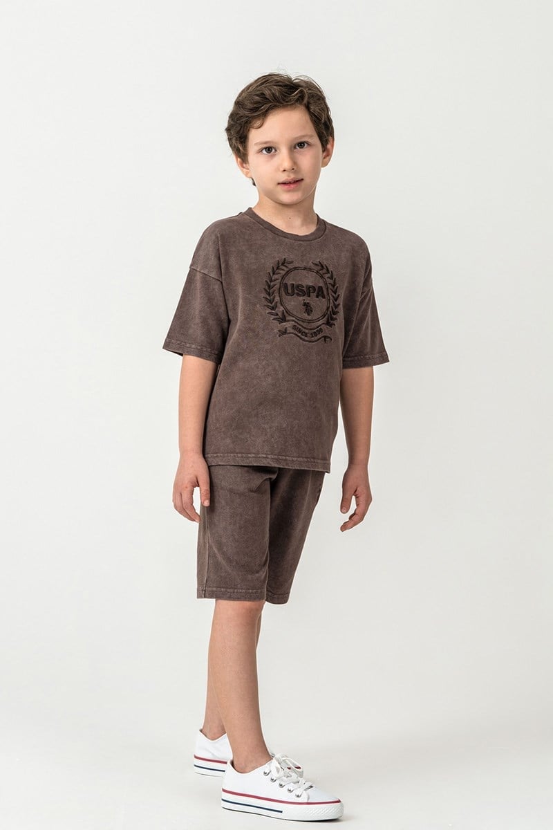 U.S. Polo Assn Erkek Çocuk Bermuda 2'li Takım Çikolata