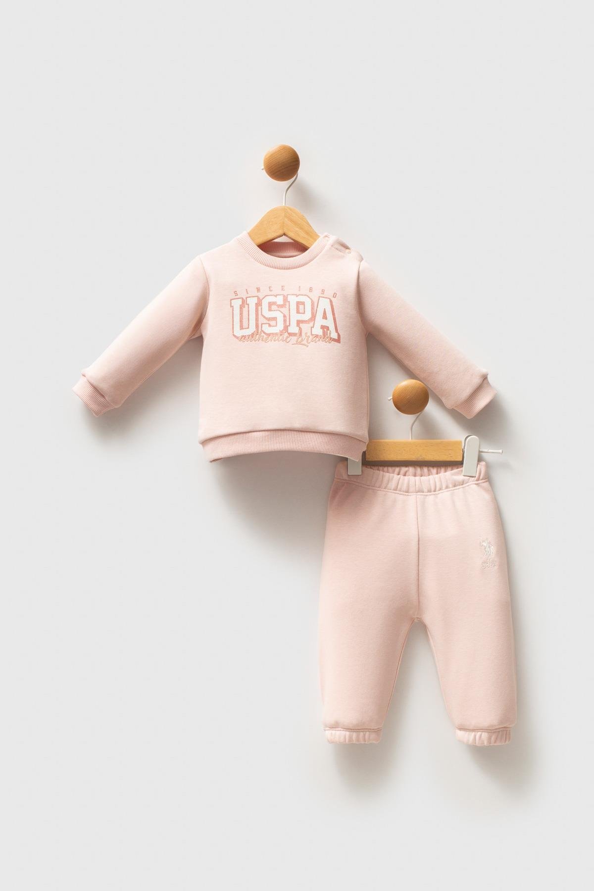 U.S. Polo Assn Kız Bebek 2'lü Takım Pudra
