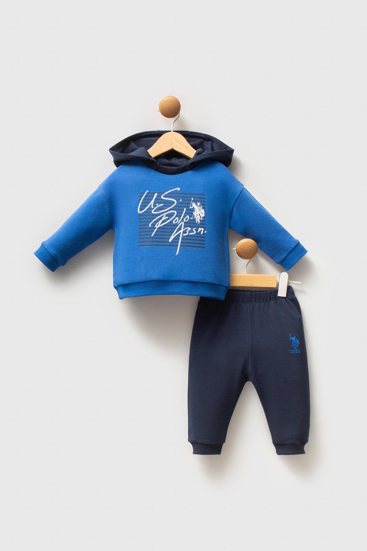 U.S. Polo Assn Erkek Bebek 2 li Takım Cobalt Mavi