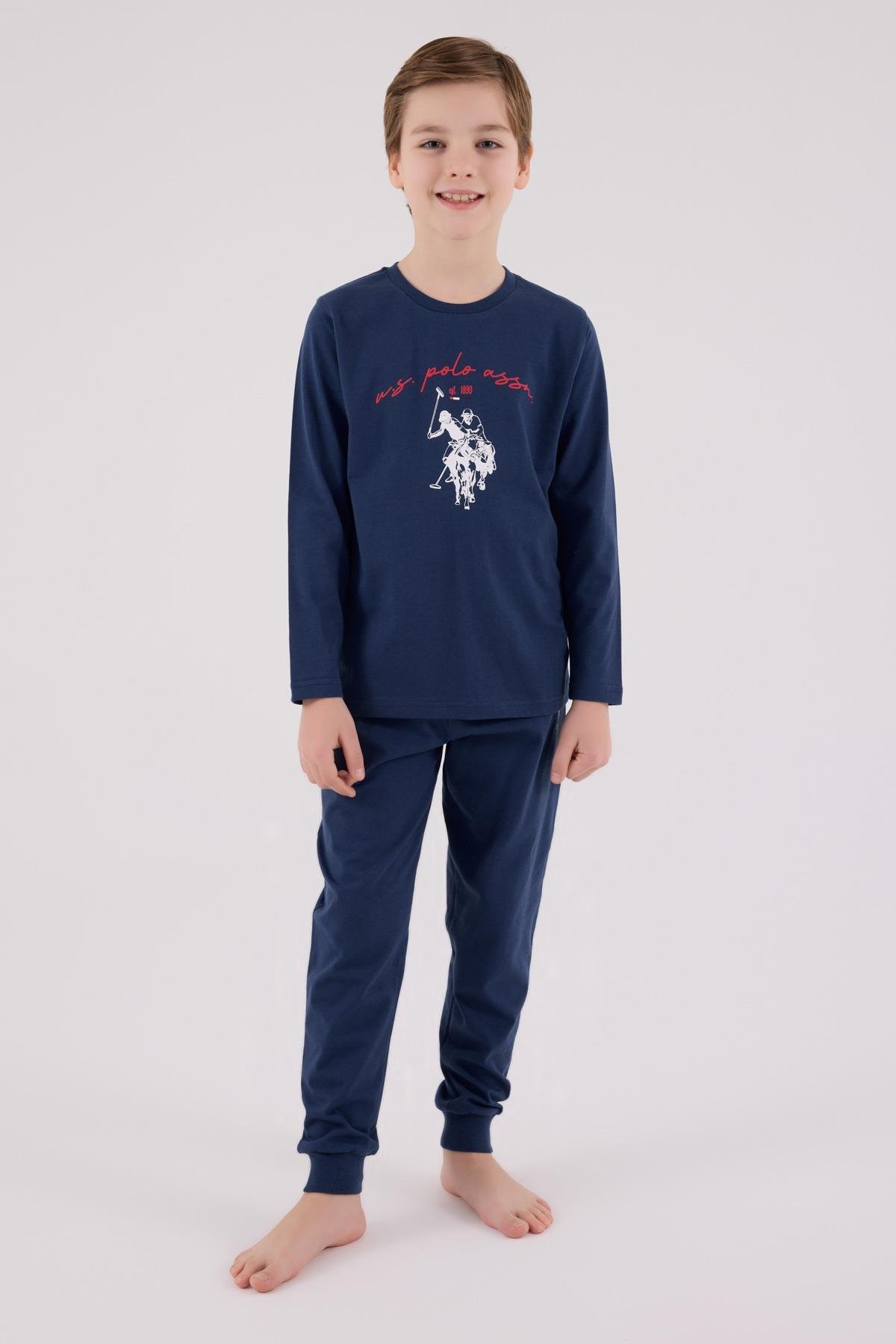 U.S. Polo Assn. Erkek Çocuk Uzun Kol Pijama Takım Koyu İndigo