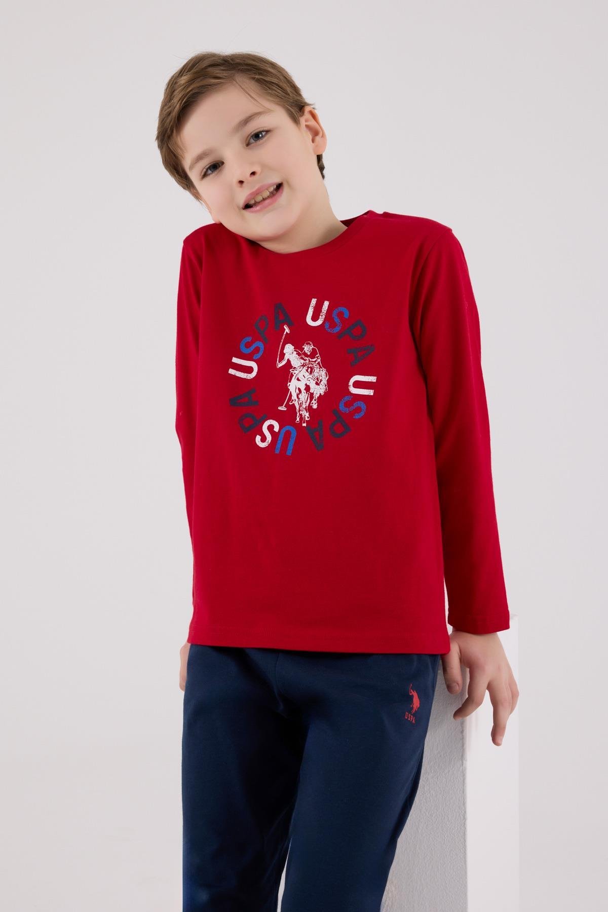 U.S. Polo Assn. Erkek Çocuk Uzun Kol Pijama Takım Kırmızı