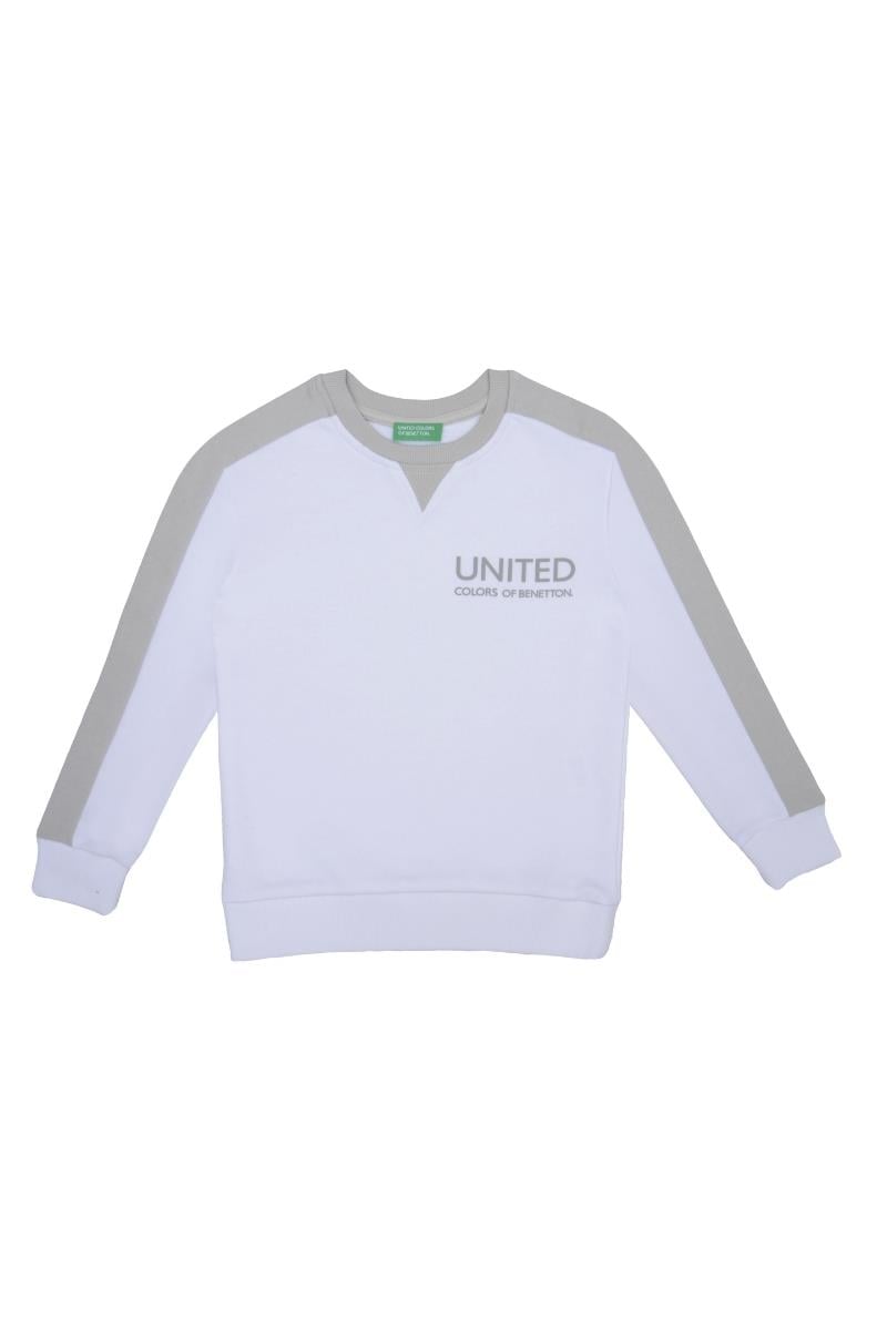 United Colors of Benetton BNT-B21606 Erkek Çocuk  Sweatshirt Beyaz