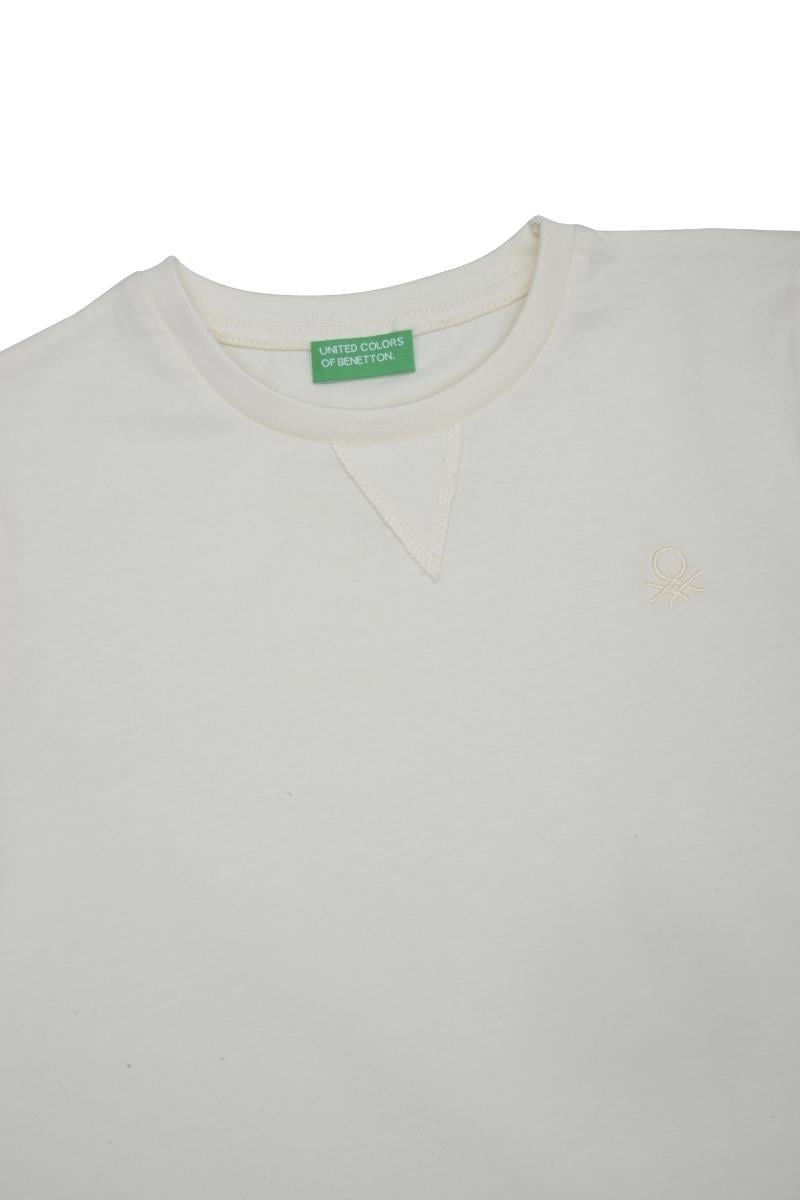 United Colors of Benetton BNT-B21643 Erkek Çocuk  Uzun Kollu Tshirt Ekru