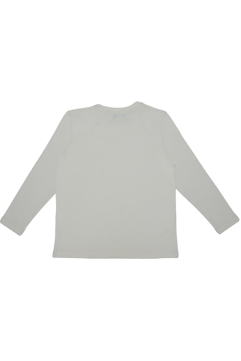United Colors of Benetton BNT-B21643 Erkek Çocuk  Uzun Kollu Tshirt Ekru