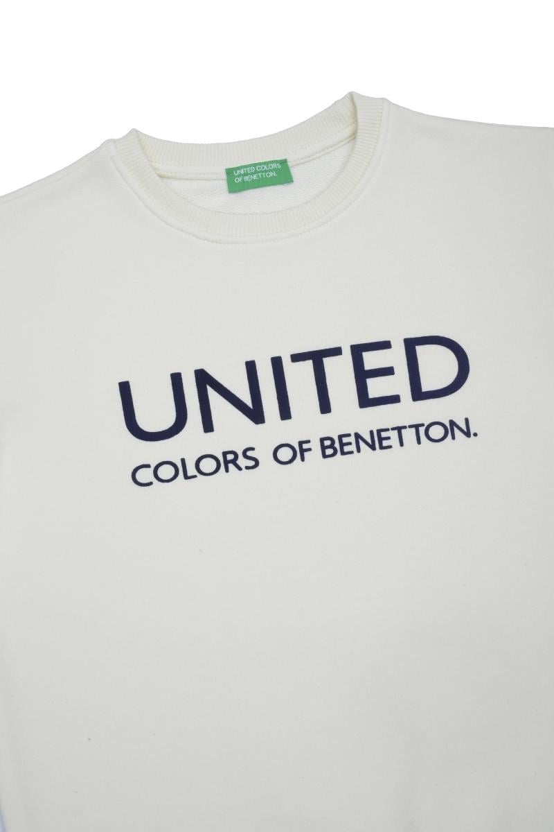 United Colors of Benetton BNT-B21877 Erkek Çocuk  Sweatshirt Ekru