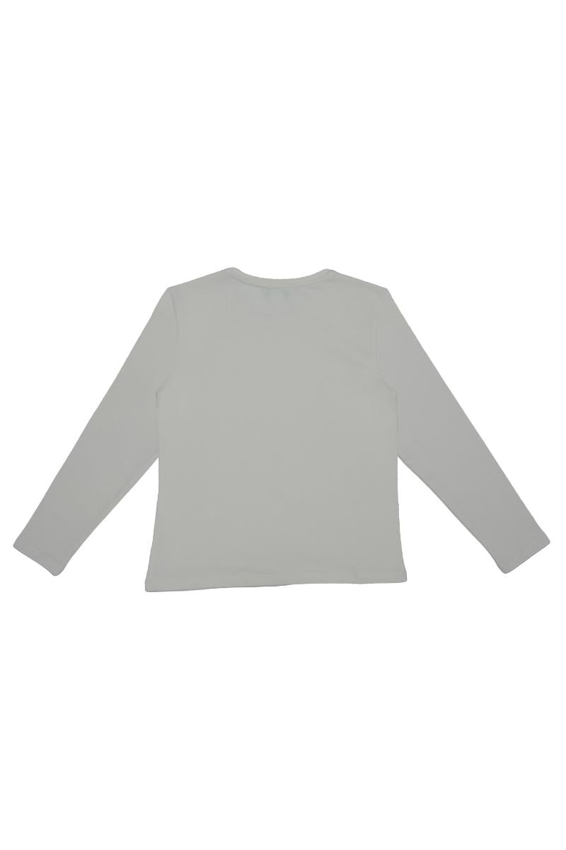 United Colors of Benetton BNT-G21576 Kız Çocuk  Uzun Kollu Tshirt Ekru