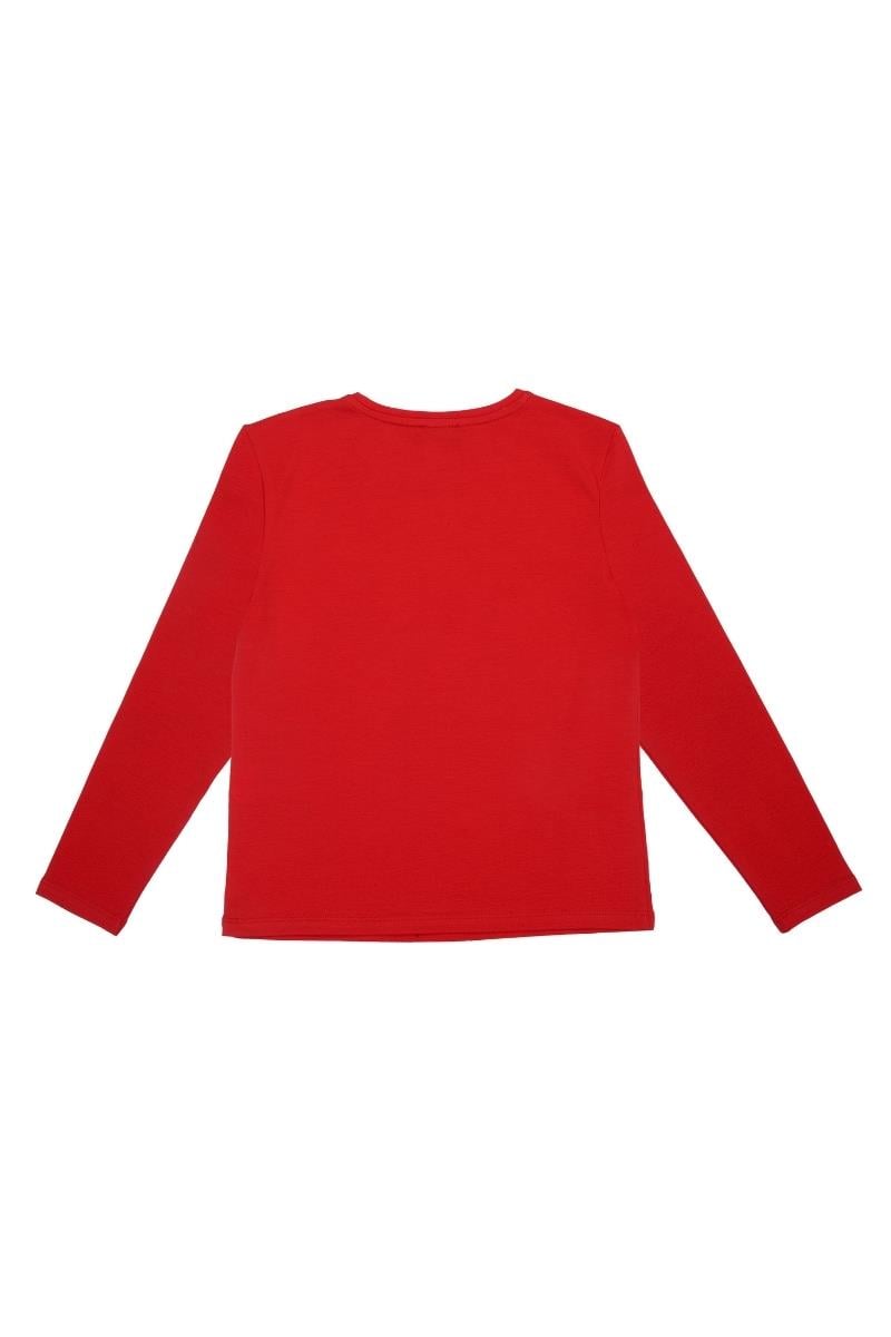 United Colors of Benetton BNT-G21576 Kız Çocuk  Uzun Kollu Tshirt Kırmızı