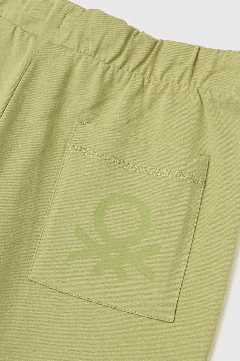 United Colors of Benetton Erkek Çocuk Logo İşleme Detaylı Yan Cepli Bermuda Şort Haki  6-14 Yaş