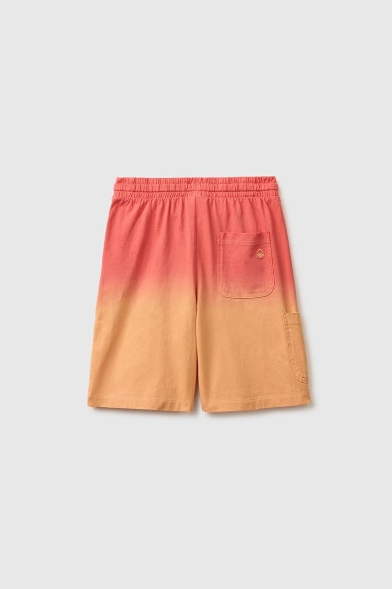 United Colors of Benetton Erkek Çocuk Kırmızı Mix Arka Cebi Logo Detaylı Beli İpli Bermuda Şort 6-14 Yaş 