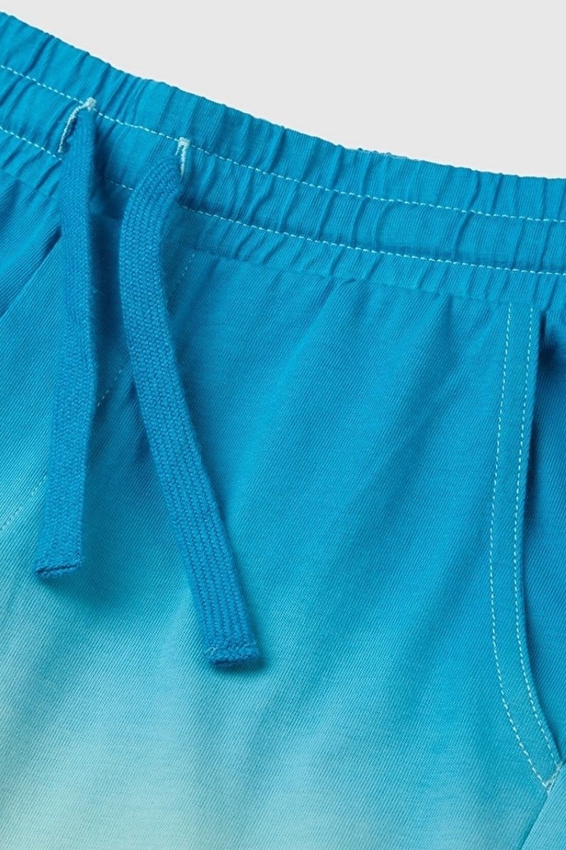 United Colors of Benetton Erkek Çocuk Turkuaz Mix Arka Cebi Logo Detaylı Beli İpli Bermuda Şort 6-14 Yaş 