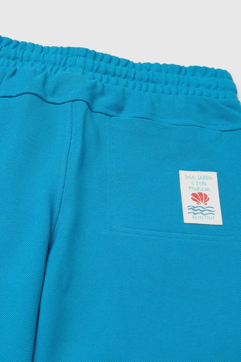 United Colors of Benetton Erkek Çocuk Beli Lastikli Relaxed Fit Bermuda Şort Mavi 6-14 Yaş