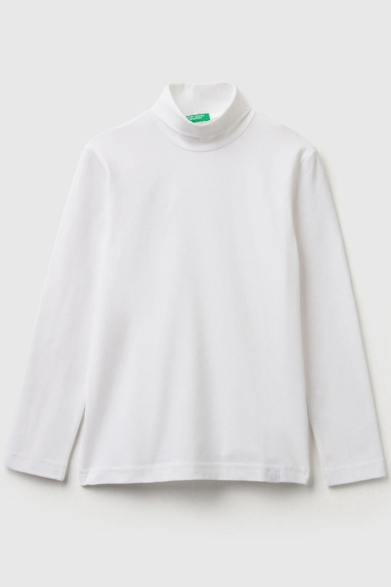 United Colors of Benetton Erkek Çocuk 3DKEC202O-25K Uzun Kol Boğazlı Tshirt Beyaz