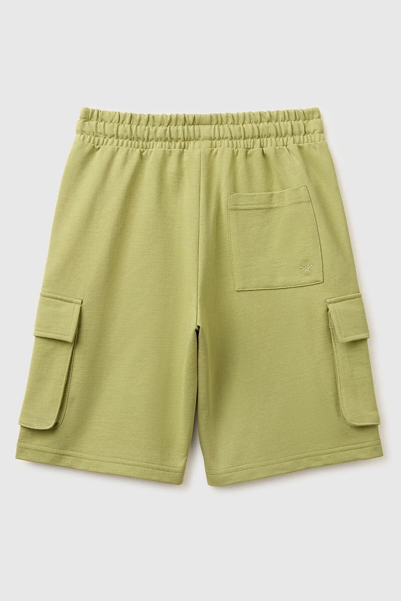 United Colors of Benetton Erkek Çocuk Beli İp Detaylı Ön Cepli Bermuda Şort Haki 6-14 Yaş