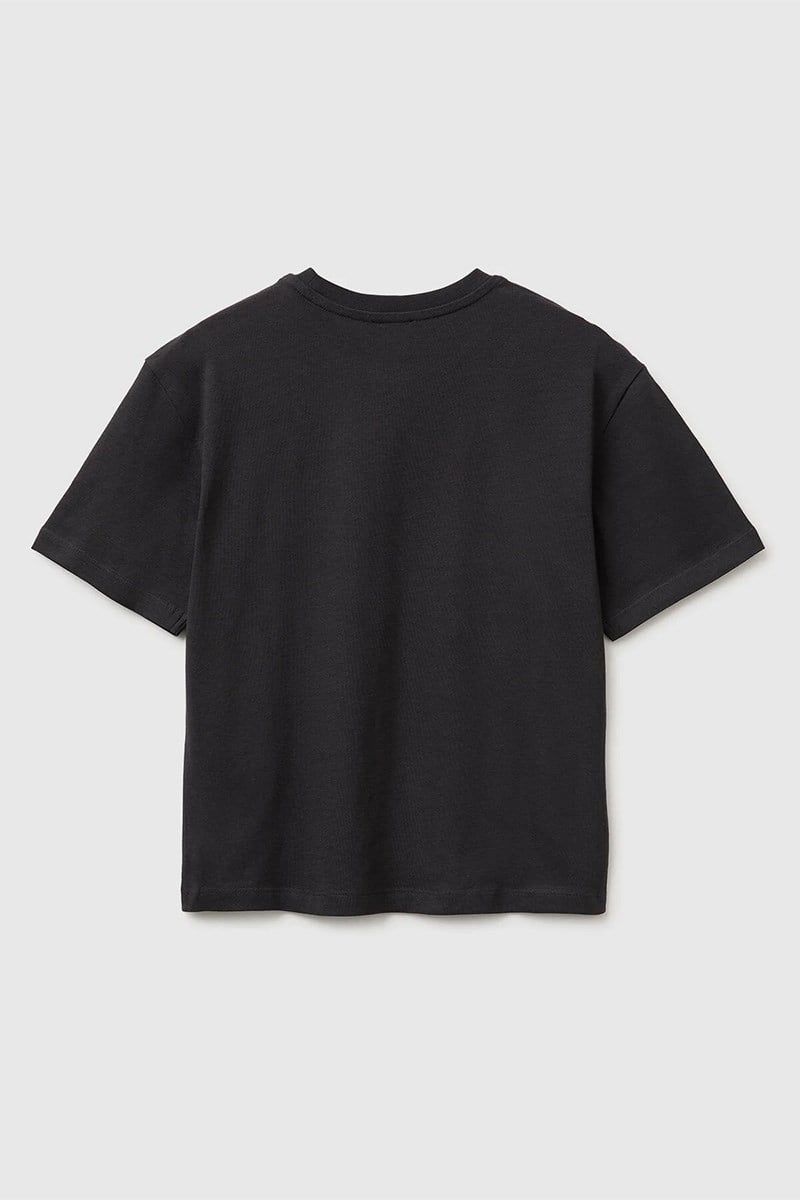 United Colors of Benetton Erkek Çocuk Ön Baskı Detaylı Bisiklet Yaka T-Shirt Antrasit Ekru 6-13 Yaş