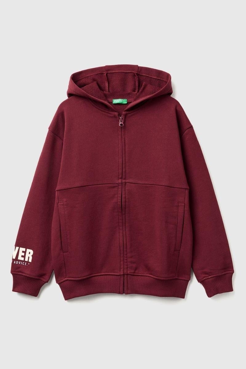 United Colors of Benetton Erkek Çocuk 3J68C505G-25K Sweatshirt Gri Bordo