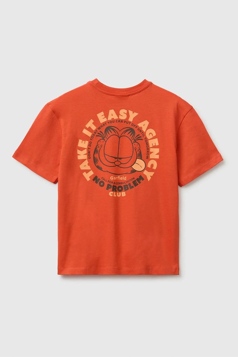 United Colors of Benetton Erkek ÇocukGarfield Baskı Detaylı Yuvarlak Yaka T-Shirt Kırmızı 6-14 Yaş