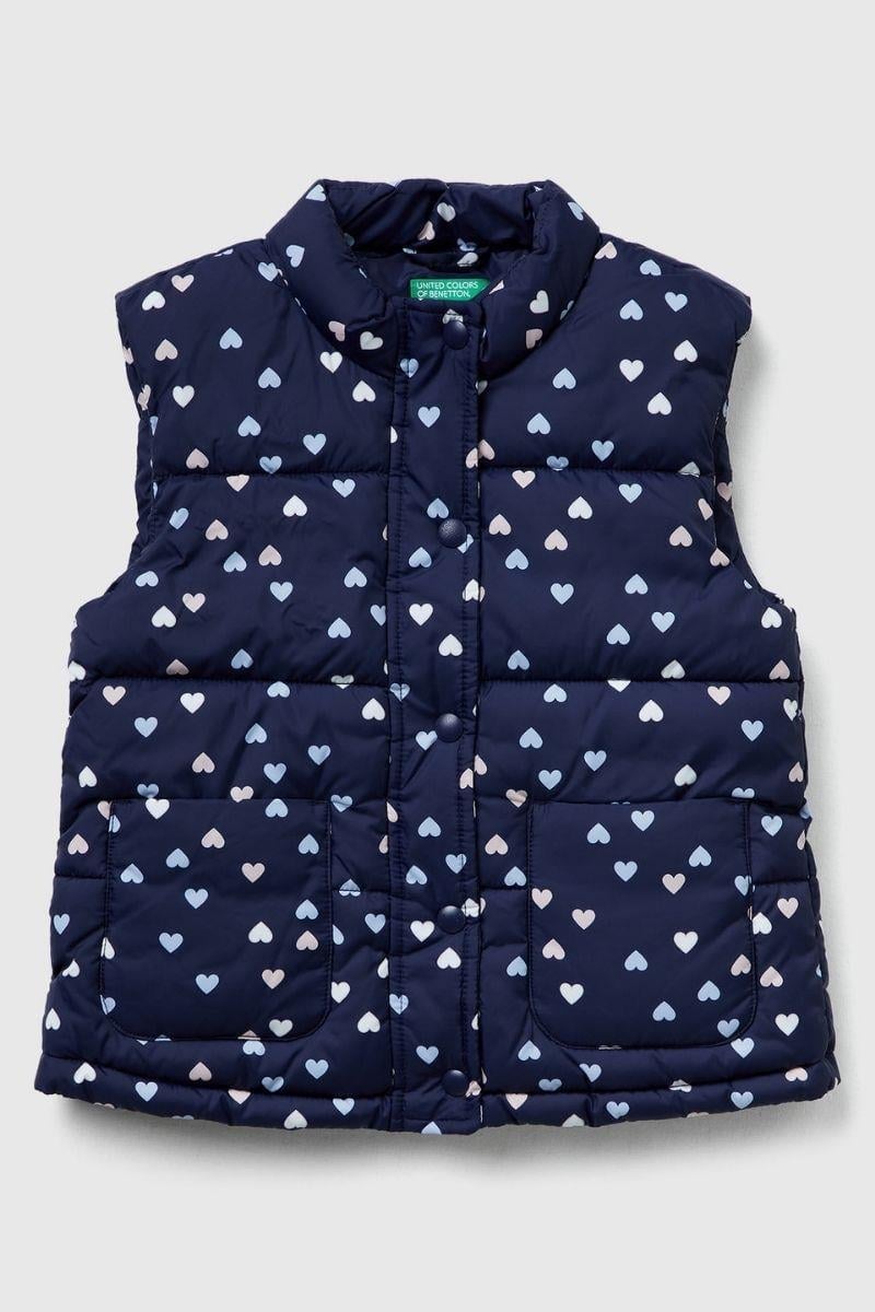 United Colors of Benetton Kız Bebek 2V3YGJ00O-25K Desenli Yelek Lacivert