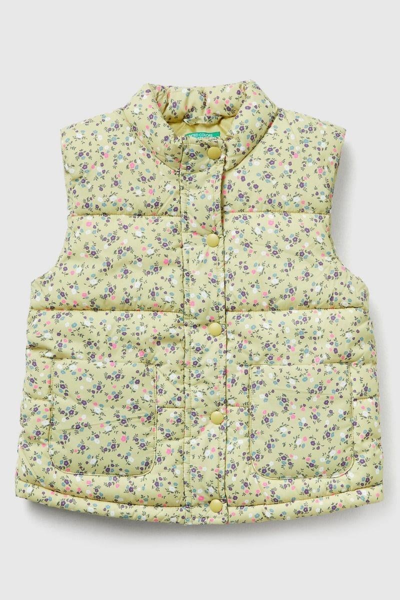 United Colors of Benetton Kız Bebek 2V3YGJ00O-25K Desenli Yelek Sarı