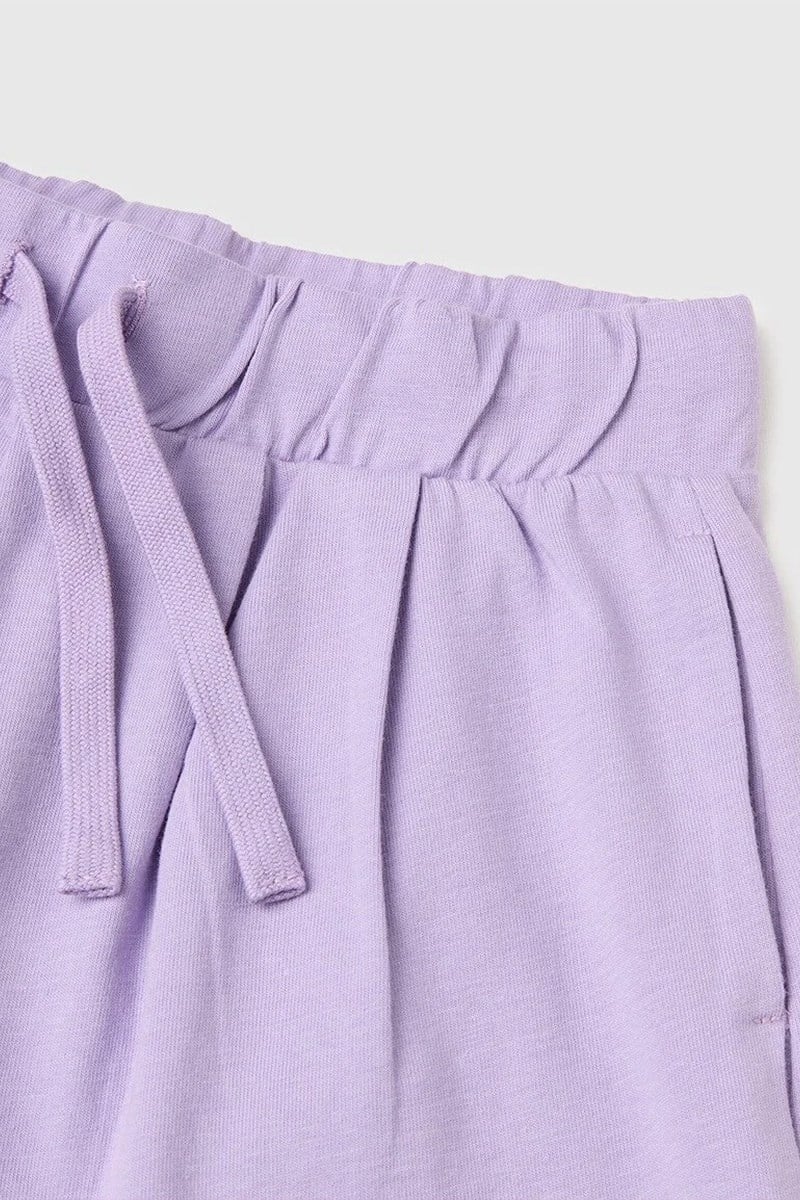 United Colors of Benetton Kız Çocuk Logo İşleme Detaylı Yan Cepli Bermuda Şort Lila  6-14 Yaş