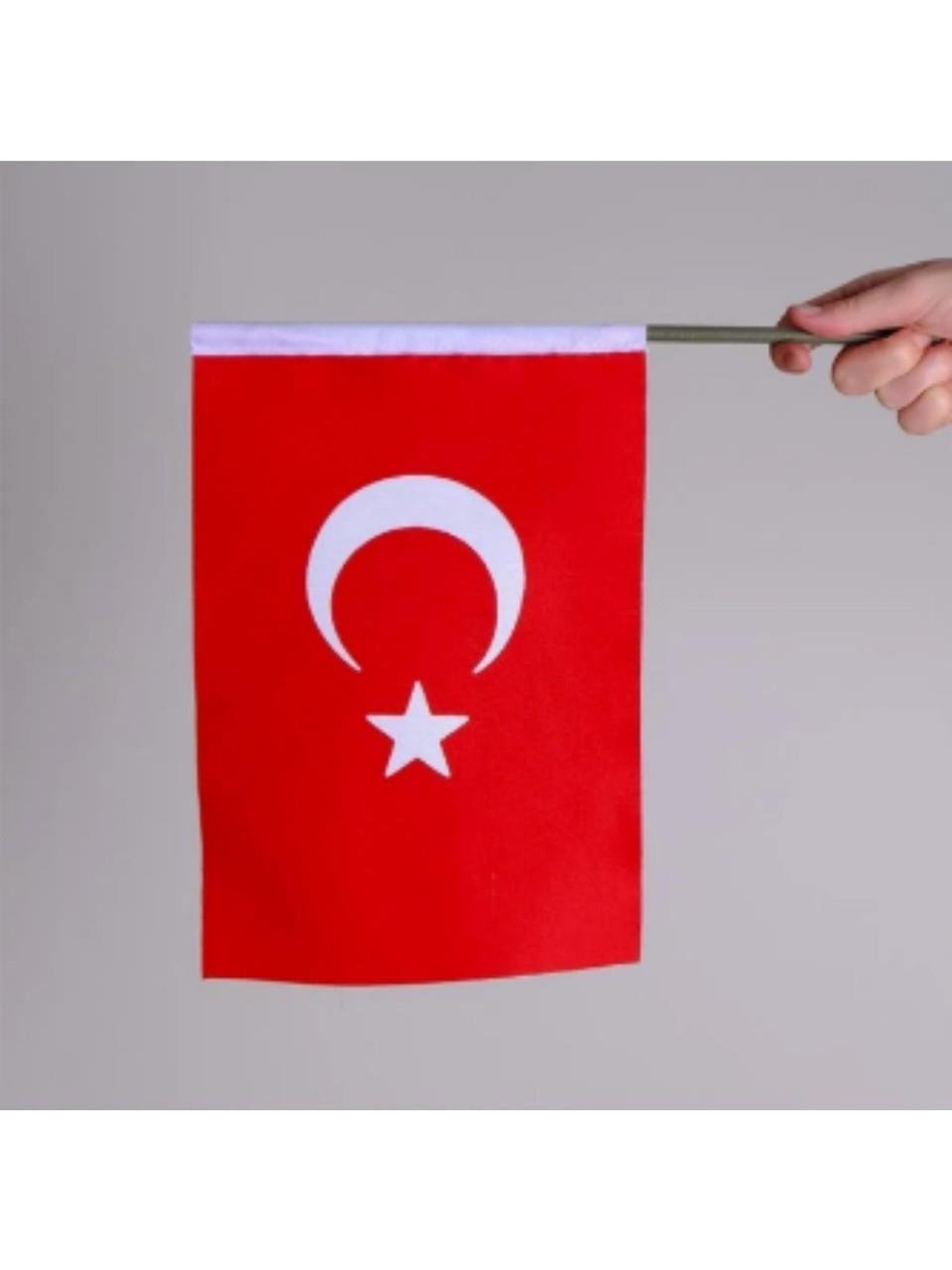 ZC Bayrak Elde Sallama Türk Bayrağı Alpaka Kumaş 10 Adet 20x30 