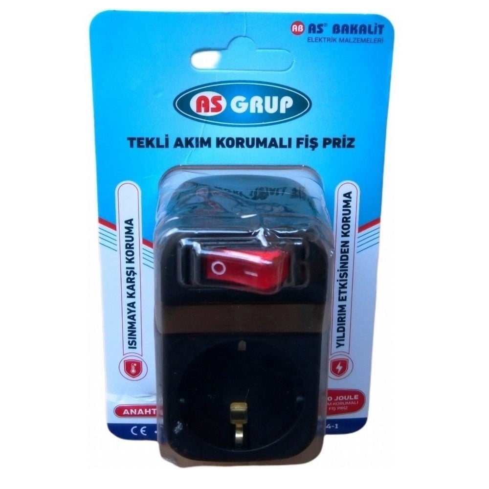 As Grup Tekli Akım Korumalı Fiş Priz