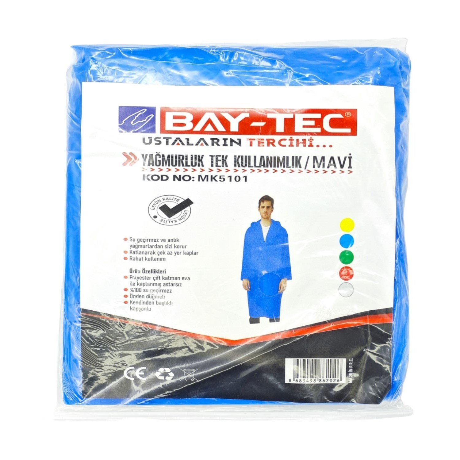 Bay-Tec Yağmurluk MK5101 Tek Kullanımlık Mavi