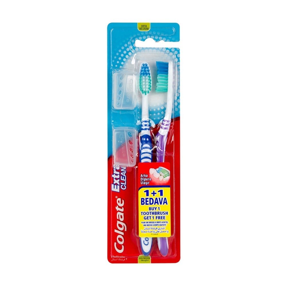 Colgate Extra Clean 1+1 Diş Fırçası Orta x12 li Paket