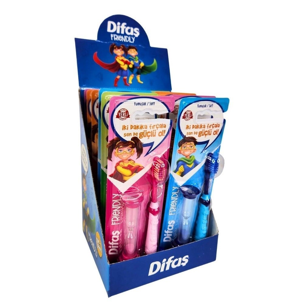 Difaş Friendly Çocuk Diş Fırçası Kum Saatli x12 li Paket