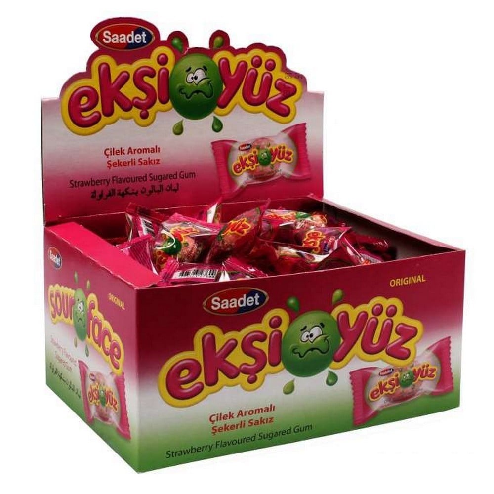 Ekşiyüz Çilek Aromalı Sakız 100 lü Paket