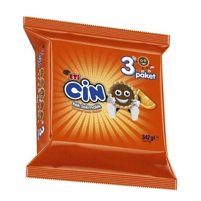 Eti Cin 3 lü 342 Gr Tek Lokmalık Portakal Soslu Bisküvi x18 li Koli