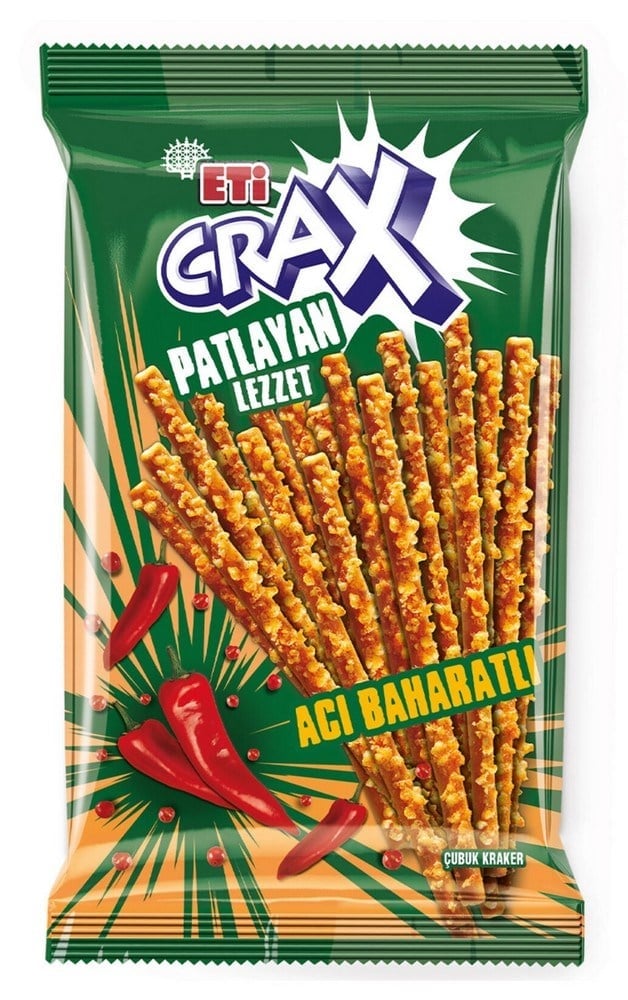Eti Crax Patlayan Acılı Baharatlı Çubuk Kraker 50 gr x20 li Koli