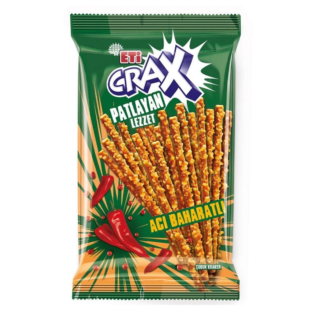 Eti Crax Patlayan Acılı Baharatlı Çubuk Kraker 50 gr x20 li Koli