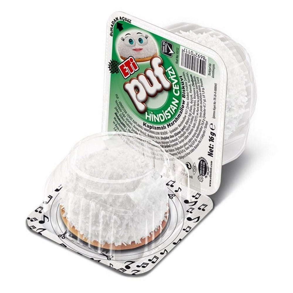 Eti Puf Hindistan Cevizi Kaplamalı Marshmallow Bisküvi x48 li Koli