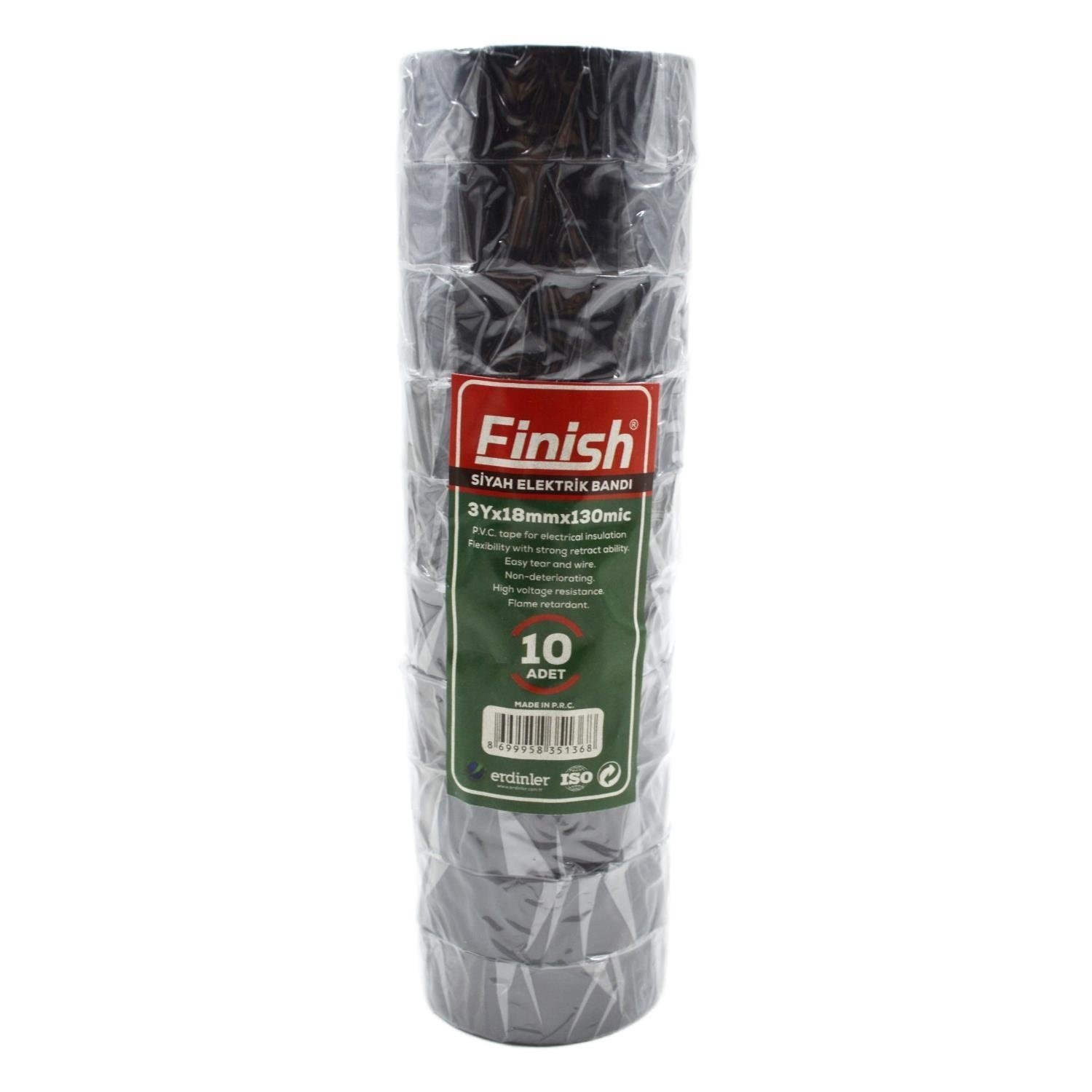 Finish Elektrik Bandı Siyah 17 mm - 3 Yarda 10 lu Paket