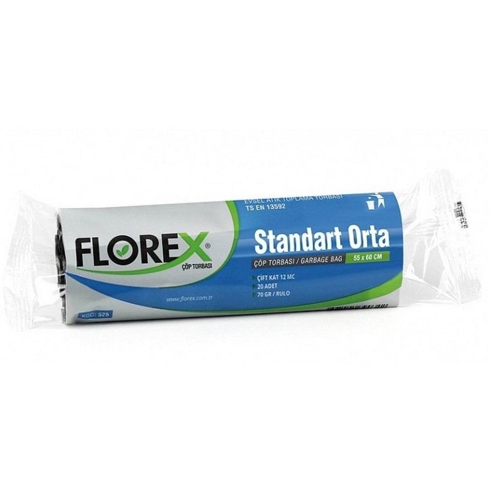 Florex Standart Çöp Torbası Orta Boy 55x60 Cm 20 Adetli 80 Gr
