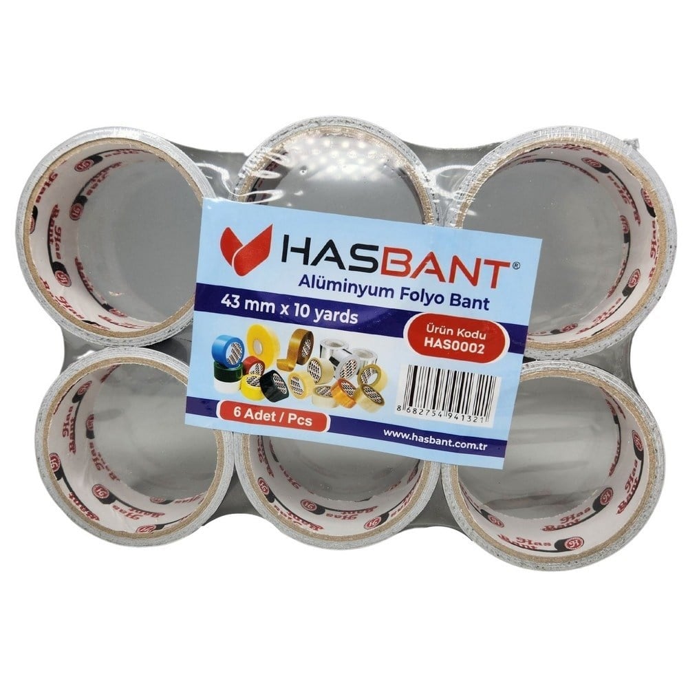 Hasbant Alüminyum Folyo Bant 40 mm x 10 Yard x6 lı Paket