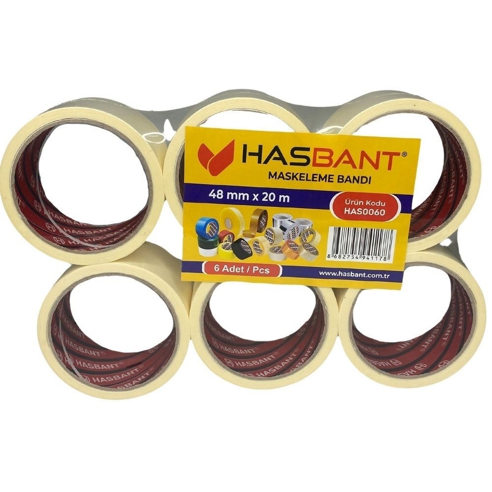 Hasbant Maskeleme Bandı 48 mm x 20 MT x6 lı Paket