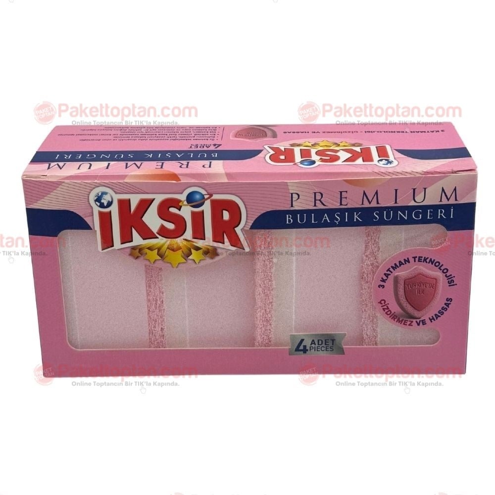 İksir Premium Çizmez Pembe Sünger 4 lü